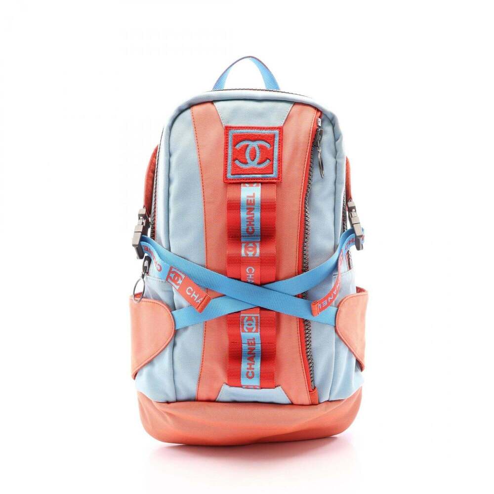 Chanel Sport Line High Summer Backpack/Handbag, Nylon Canvas, Women's, Orange...
